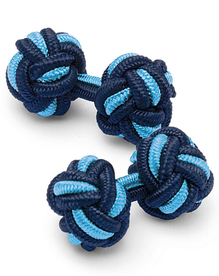  Sky Blue And Navy Knot Cufflinks By Charles Tyrwhitt