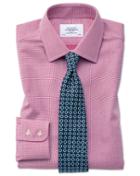  Classic Fit Non-iron Square Weave Magenta Cotton Dress Shirt French Cuff Size 15.5/33 By Charles Tyrwhitt