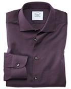  Slim Fit Business Casual Berry Royal Oxford Cotton Dress Shirt Single Cuff Size 14.5/32 By Charles Tyrwhitt