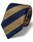  Gold And Blue Silk Multi Textured Stripe Classic Tie By Charles Tyrwhitt