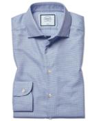  Slim Fit Non-iron Natural Stretch Blue Cotton Dress Shirt Single Cuff Size 14.5/32 By Charles Tyrwhitt