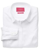 Charles Tyrwhitt Charles Tyrwhitt Women's Semi-fitted Non-iron Cotton Twill White Shirt Size 10