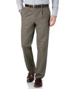 Charles Tyrwhitt Charles Tyrwhitt Olive Green Classic Fit Flat Front Non-iron Cotton Chino Pants Size W30 L38