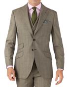 Charles Tyrwhitt Beige Slim Fit British Panama Luxury Check Suit Wool Jacket Size 38 By Charles Tyrwhitt