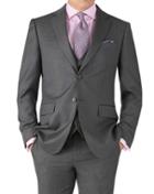 Charles Tyrwhitt Charles Tyrwhitt Mid Grey Slim Fit Twill Business Suit Wool Jacket Size 36