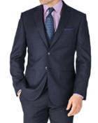  Blue Slim Fit Sharkskin Travel Suit Wool Jacket Size 38 By Charles Tyrwhitt