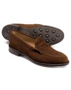  Brown Suede Penny Loafers Size 11.5 By Charles Tyrwhitt