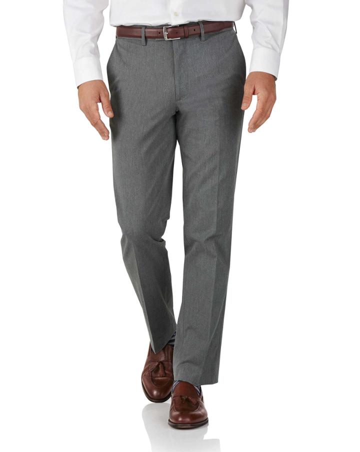 Charles Tyrwhitt Light Grey Slim Fit Stretch Cavalry Twill Pants Size W30 L32 By Charles Tyrwhitt