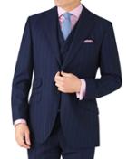 Charles Tyrwhitt Charles Tyrwhitt Navy Stripe Slim Fit British Serge Luxury Suit Wool Jacket Size 44