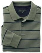 Charles Tyrwhitt Charles Tyrwhitt Green And Navy Stripe Pique Long Sleeve Cotton Polo Size Xl