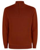  Dark Orange Merino Cashmere Zip Neck Cotton/cashmere Sweater Size Large By Charles Tyrwhitt