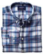 Charles Tyrwhitt Charles Tyrwhitt Slim Fit Blue And Red Check Cotton Linen Cotton/linen Dress Shirt Size Large