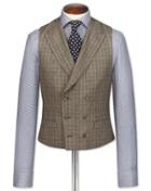 Charles Tyrwhitt Tan British Check Flannel Luxury Suit Wool Waistcoat Size W38 By Charles Tyrwhitt