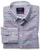 Charles Tyrwhitt Extra Slim Fit Navy And Berry Tattersall Washed Oxford Cotton Casual Shirt Single Cuff Size Medium By Charles Tyrwhitt