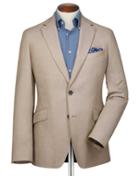  Slim Fit Stone Plain Stretch Cotton Cotton Blazer Size 36 By Charles Tyrwhitt