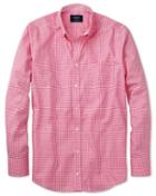 Charles Tyrwhitt Charles Tyrwhitt Slim Fit Non-iron Oxford Gingham Pink Cotton Dress Shirt Size Large