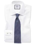  Slim Fit Non-iron White Royal Panama Cotton Dress Shirt Single Cuff Size 14.5/32 By Charles Tyrwhitt