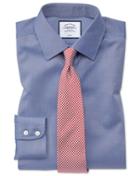  Classic Fit Mid-blue Non-iron Twill Cotton Dress Shirt By Charles Tyrwhitt