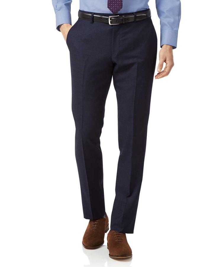  Navy Slim Fit Jaspe Business Suit Wool Pants Size W30 L38 By Charles Tyrwhitt