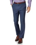  Blue Slim Fit Stretch Non-iron Cotton Tailored Pants Size W30 L34 By Charles Tyrwhitt