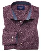 Charles Tyrwhitt Slim Fit Purple Leaf Print Cotton Casual Shirt Single Cuff Size Large By Charles Tyrwhitt