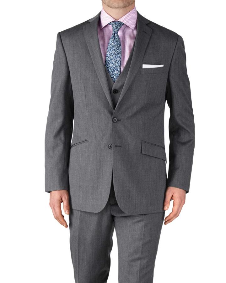 Charles Tyrwhitt Charles Tyrwhitt Silver Slim Fit Twill Business Suit Jacket