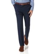 Charles Tyrwhitt Navy Slim Fit Stretch Non-iron Cotton Tailored Pants Size W30 L30 By Charles Tyrwhitt