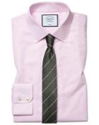  Extra Slim Fit Non-iron Dash Weave Pink Cotton Dress Shirt Single Cuff Size 14.5/32 By Charles Tyrwhitt