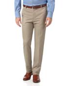 Stone Slim Fit Stretch Non-iron Cotton Tailored Pants Size W30 L32 By Charles Tyrwhitt