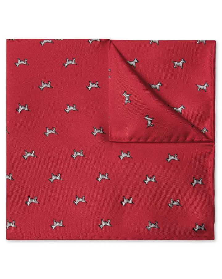  Red Scottie Dog Print Silk Pocket Square By Charles Tyrwhitt