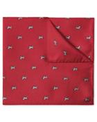  Red Scottie Dog Print Silk Pocket Square By Charles Tyrwhitt