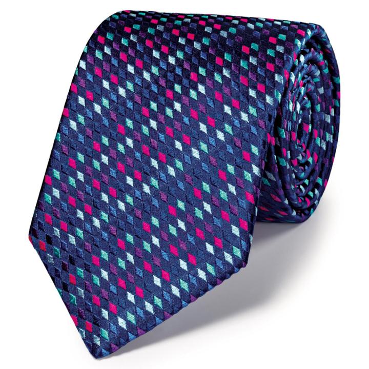 Charles Tyrwhitt Charles Tyrwhitt Luxury Blue Multi Diamond Jermyn Street Geometric Tie