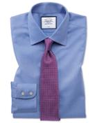  Classic Fit Non-iron Blue Royal Panama Cotton Dress Shirt French Cuff Size 15/33 By Charles Tyrwhitt