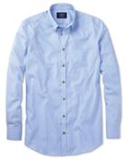 Charles Tyrwhitt Charles Tyrwhitt Extra Slim Fit Non-iron Poplin Sky Blue Stripe Cotton Dress Shirt Size Large