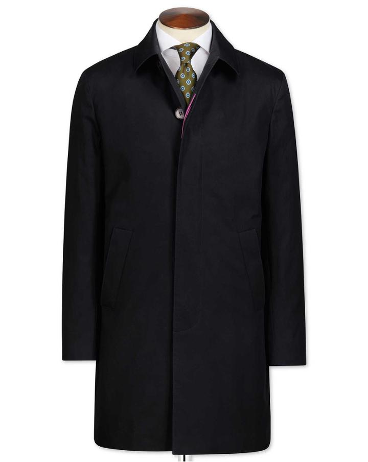 Charles Tyrwhitt Black Cotton Raincotton Coat Size 36 By Charles Tyrwhitt