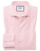  Classic Fit Business Casual Non-iron Pink Check Cotton Dress Shirt Single Cuff Size 15/33 By Charles Tyrwhitt