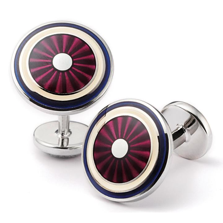 Charles Tyrwhitt Charles Tyrwhitt Enamel Burgundy Circle Cuff Link