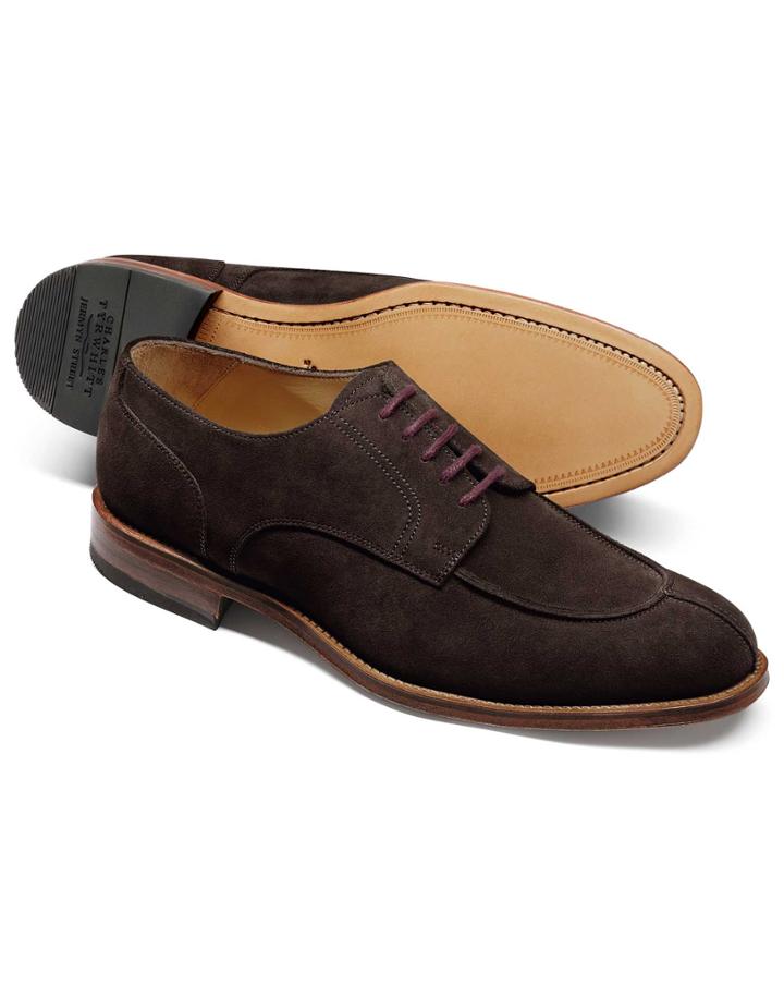 Charles Tyrwhitt Chocolate Suede Split Toe Derby Shoe Size 11 By Charles Tyrwhitt