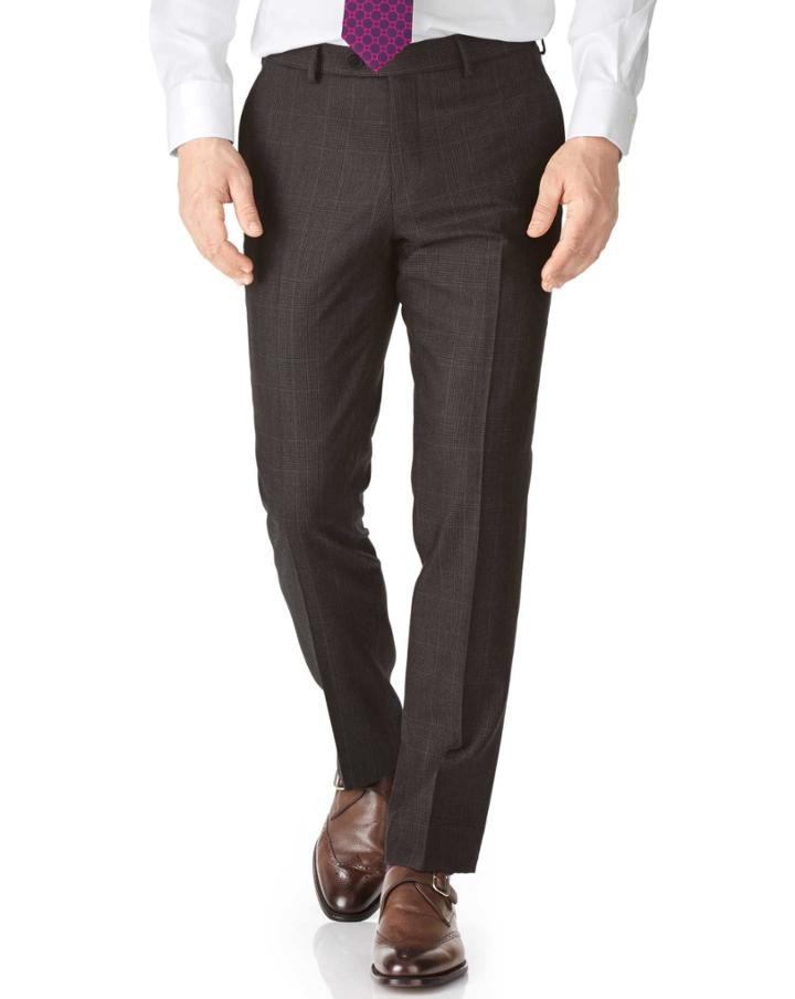 Charles Tyrwhitt Charles Tyrwhitt Dark Grey Slim Fit Saxony Business Suit Wool Pants Size W30 L38