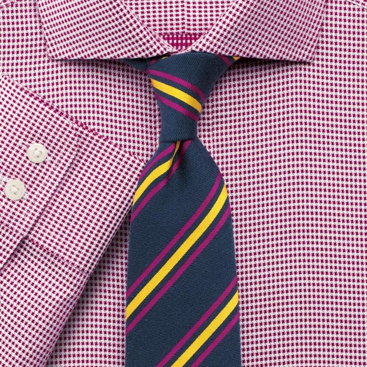 Charles Tyrwhitt Charles Tyrwhitt Extra Slim Fit Spread Collar Star Weave Berry Cotton Dress Shirt Size 15.5/35