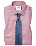  Classic Fit Egyptian Cotton Chevron Pink Dress Shirt Single Cuff Size 15/33 By Charles Tyrwhitt