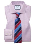  Extra Slim Fit Textured Puppytooth Pink Cotton Dress Shirt French Cuff Size 14.5/32 By Charles Tyrwhitt