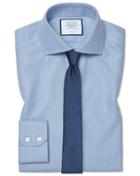  Extra Slim Fit Cutaway Collar Non-iron Buckingham Weave Blue Cotton Dress Shirt Single Cuff Size 14.5/32 By Charles Tyrwhitt