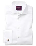  Extra Slim Fit Spread Collar Non-iron Luxury White Cotton Dress Shirt French Cuff Size 14.5/33 By Charles Tyrwhitt