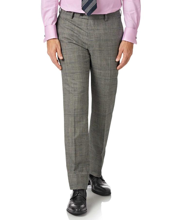 Charles Tyrwhitt Grey Slim Fit Panama Prince Of Wales Check Business Suit Wool Pants Size W32 L30 By Charles Tyrwhitt