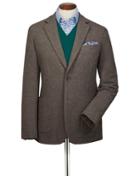 Charles Tyrwhitt Slim Fit Light Brown Plain Wool Flannel Wool Blazer Size 36 By Charles Tyrwhitt