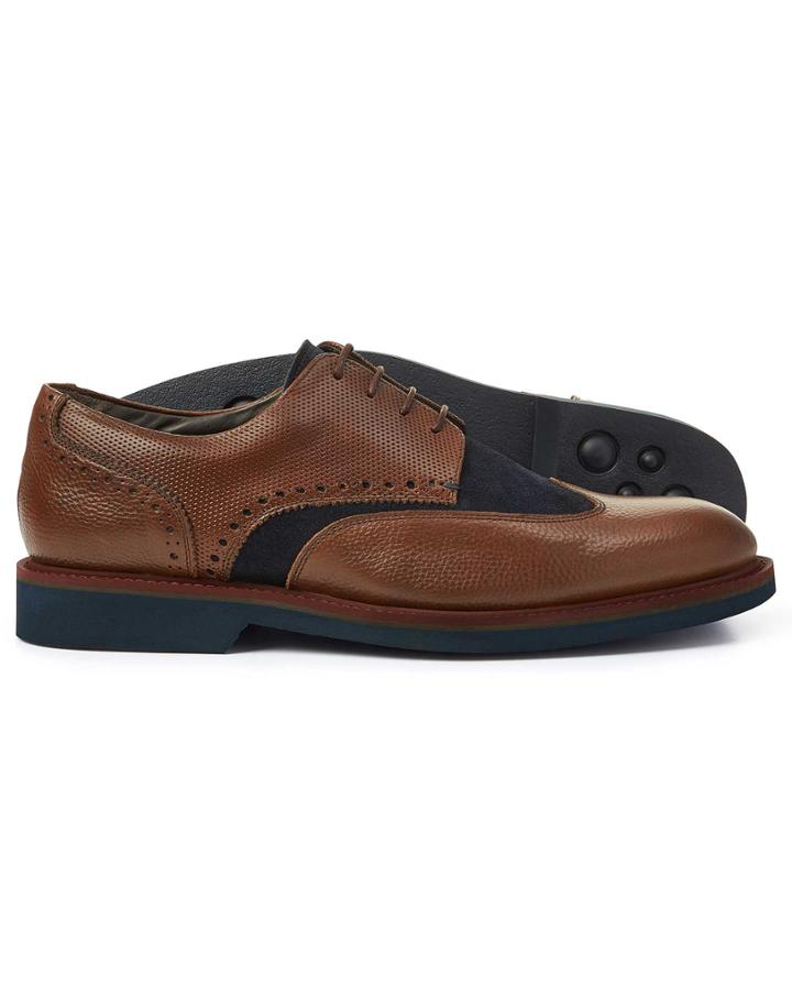  Tan And Navy Extra Lightweight Derby Wing Tip Shoes Size 11 By Charles Tyrwhitt