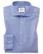  Super Slim Fit Non-iron 4-way Stretch Blue Cotton Dress Shirt Single Cuff Size 14.5/32 By Charles Tyrwhitt