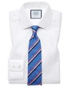  Slim Fit White Fine Herringbone Cotton Dress Shirt Single Cuff Size 14.5/33 By Charles Tyrwhitt