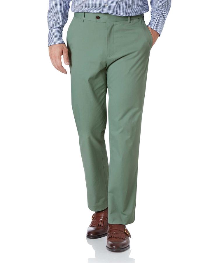  Light Green Classic Fit Stretch Cotton Chino Pants Size W32 L30 By Charles Tyrwhitt